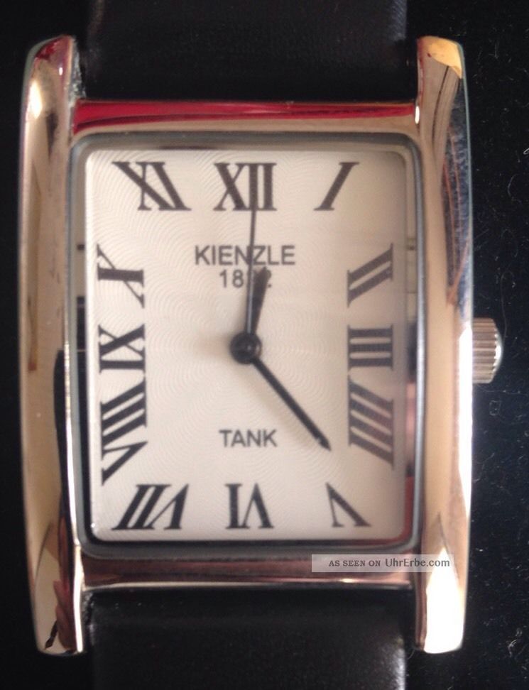 Kienzle 1822 Herrenuhr Tank Lederarmband Schwarz Und Ungetragen Armbanduhren Bild
