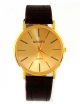 Luxus Armbanduhr Gold Leder Braun Herren Uhr Quarzuhr Leiht Armbanduhren Bild 4