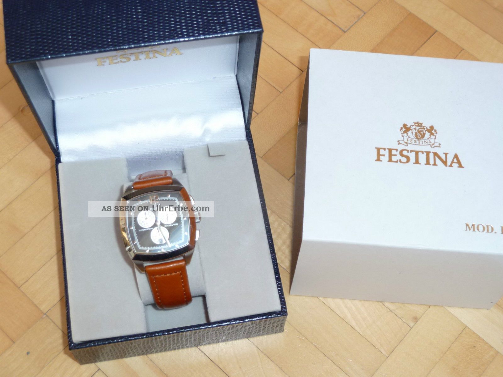 Festina 16071 Chronograph Anthrazit Mit Hellbraunem Armband Armbanduhr Uhr Armbanduhren Bild