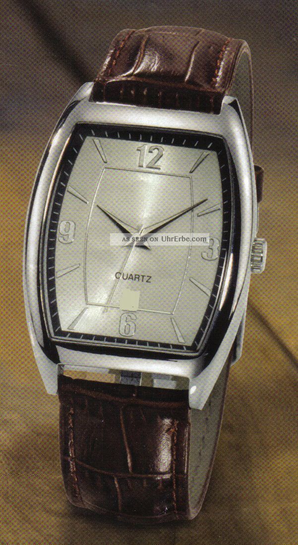 Stilvolle Hrn.  Armbanduhr Dbraun Kroko - Optik Quarz Von Rk &ovp Armbanduhren Bild