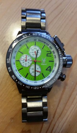 Uhr Armbanduhr Xxl Krone Königswerk U - Boot Design Anthrazit Grün Bild