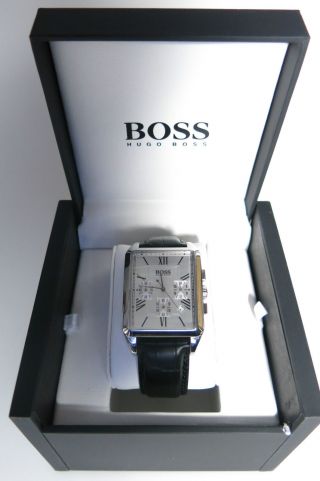 Hugo Boss Uhr Lederband Schwarz Weißes Ziffblatt Herrenuhr Chronograph 1512577 Bild