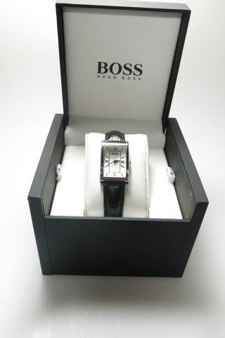 Hugo Boss Uhr Lederband Schwarz Weißes Ziffblatt Damenuhr 1502175 Bild