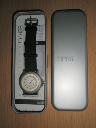 Esprit Armbanduhr Für Damen Mit Schwarzem Lederarmband Bild