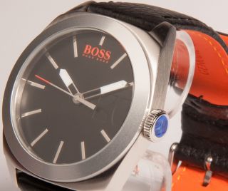 Hugo Boss Orange Herren Uhr Schwarz Lederband 1512855 Bild
