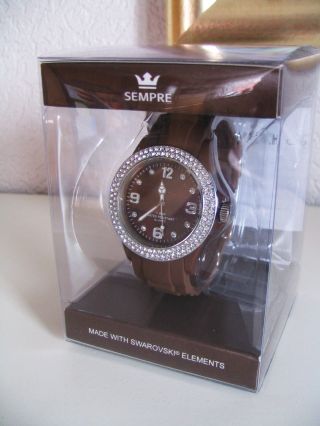 Sempre Colour Watch Armbanduhr Uhr Kristalledition Swarovski Elements Braun Bild