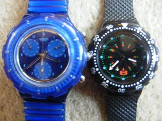 Swatch Aquachrono Uhr Mareggiata Blau (1996) Schwarz Uhr Ohne Marke Geschenk Bild