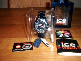 , Ovp Ice Watch Alu Deep Blue Unisex Datum Gehäuse,  Armband Blau Alu Np139€ Bild