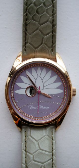 Damenuhr Uhr Armbanduhr Coco Milano Lotus Yoga Rotgold Lotos Strasssteine Bild