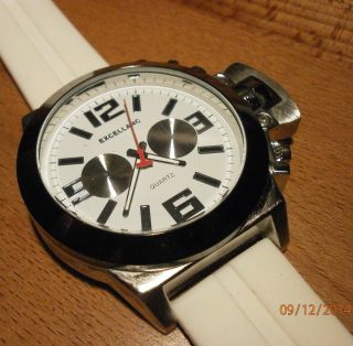 Moderne Herren Damen Armbanduhr Excellanc Weiß Silber Bild