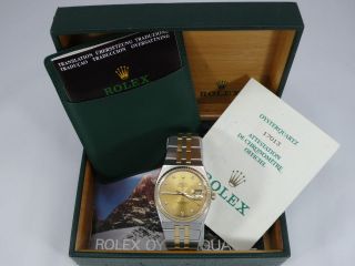 Rolex Oysterquartz Datejust Uhr Stahl Gold Diamanten Ref.  17013 Box Und Papiere Bild
