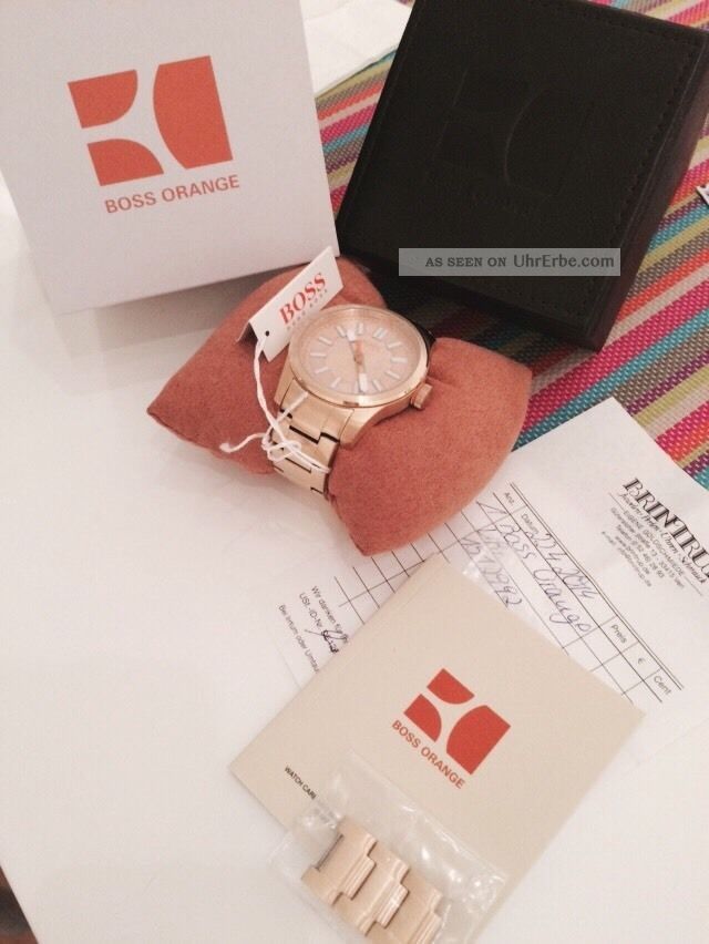 Hugo Boss Orange Unisex Gold Uhr 1512992 Nur 7,  5 Monate Alt Mit Restgarantie Armbanduhren Bild