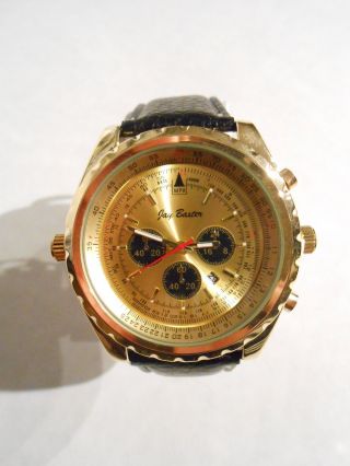 Jay Baxter - Xxl Herren Uhr Armbanduhr Echt Lederarmband Gold Analog - A2131 Bild