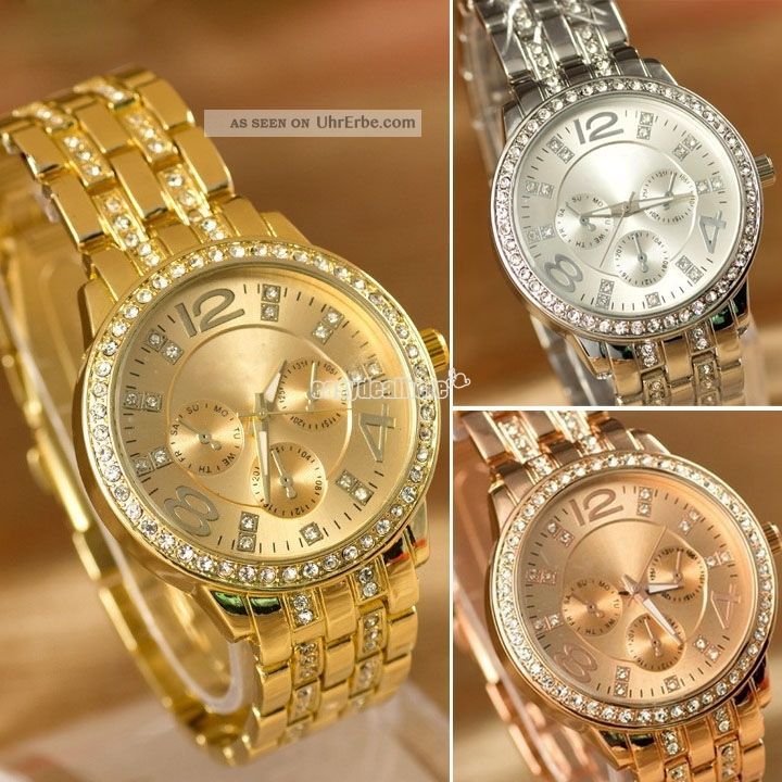 Männer Frauen Edle Luxuskristallrhinestone - Edelstahl - Quarz - Armbanduhr 4 Farben Armbanduhren Bild