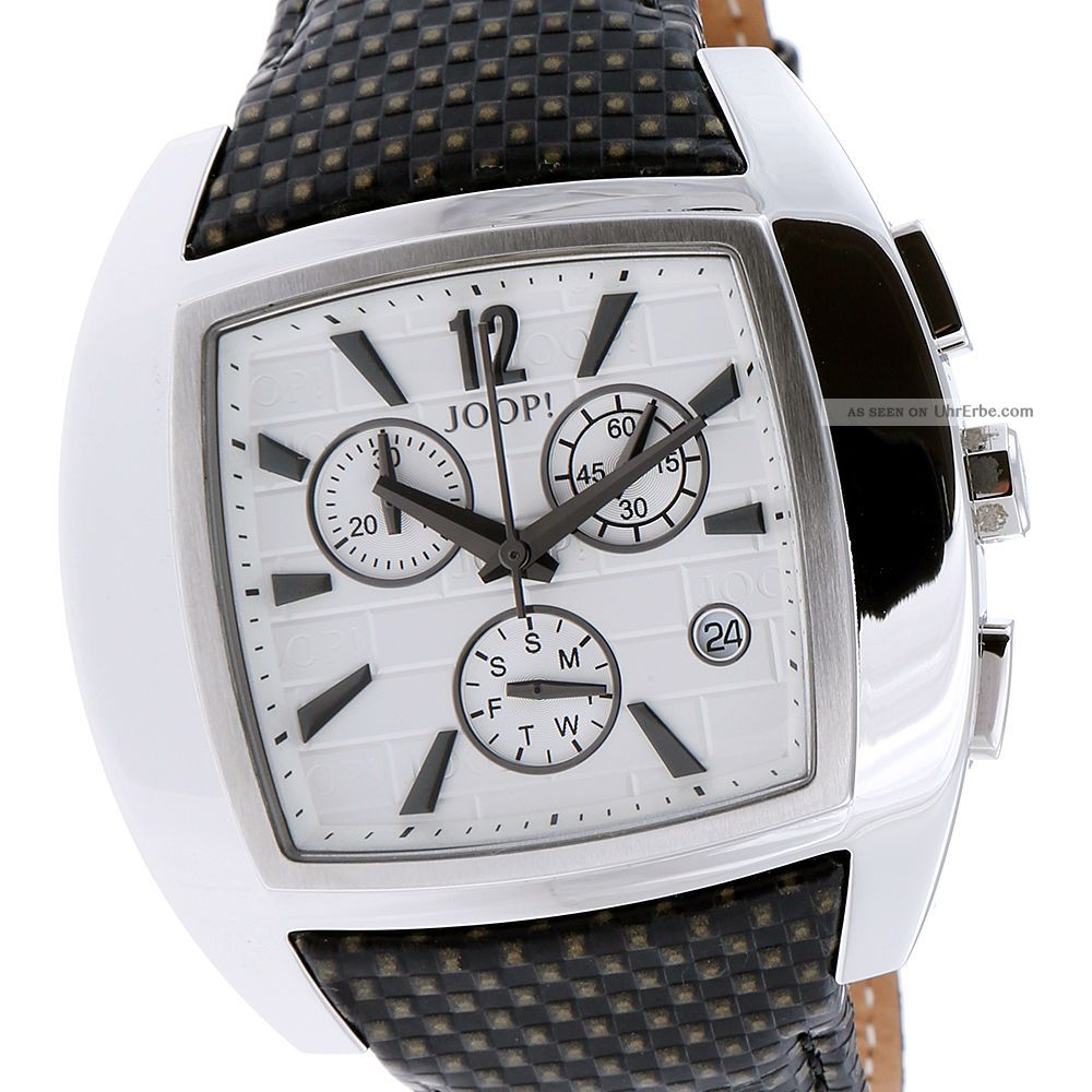 Joop Herrenuhr Xl Icon Jp100511f01 Edelstahl Silber Leder Schwarz Armbanduhren Bild