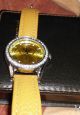 Sz Design Uhr Gelbes Lederarmband,  Gehäuse Silberfarben Mit Strass Armbanduhren Bild 1