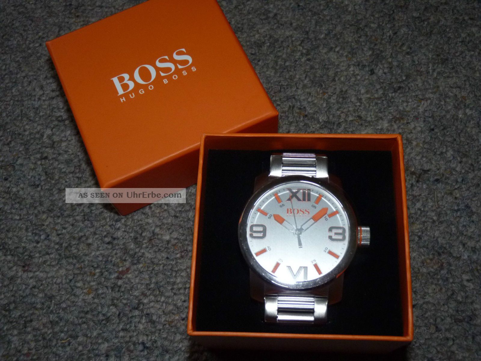 Hugo Boss,  Große Metallarmband - Uhr,  Silbern,  Geschenkbox,  Zertifikat,  Edel, Armbanduhren Bild