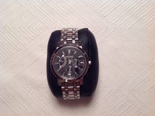Seiko 50m Steel Watch Black Dial 5y66 - 0aa0 Sapphire Crystal Bild
