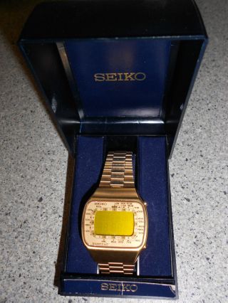 Seiko Lcd World Timer M158 5009 Goldfarbig Bild
