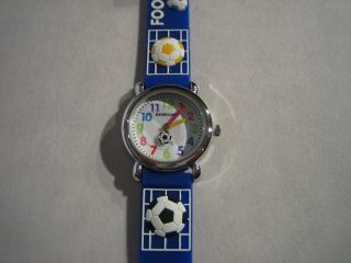 Excellanc - - Fußball Kinderuhr Mit Silikonband Soccer Armbanduhr 3d Blau Uhr Bild