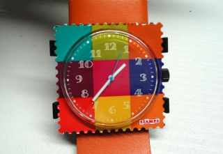 Stamps Uhr Orange Lederband Ziffernblatt 9farbig Bild