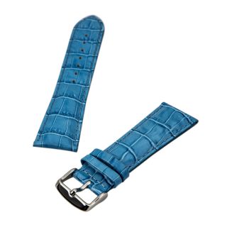 Armband FÜr Armbanduhr Debeer Leicht Blau 24mm Weit Krokodil Leder Bild