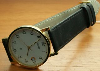 Aristo 025h1 Herren Uhr Quartz Goldplattiert 3micron Lederband Uhr Watch Bild