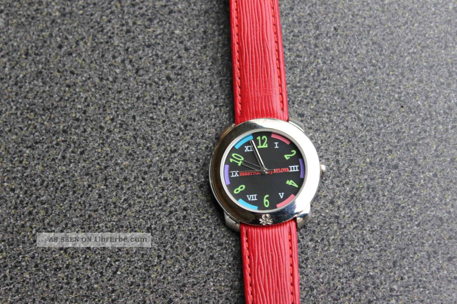 Benetton Uhr Damen Leder Armbanduhr Rot Multicolor Lederarmband Armbanduhren Bild