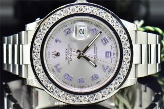 Herren Nagelneu Rolex 45 Mm Datum Nur 2 Echte Diamantuhr 6 Ct. Bild
