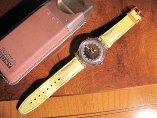 „swatch“ Automatikarmbanduhr Leder Gelb, Bild