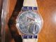 „swatch“ Quarzarmbanduhr Leder Blau, Armbanduhren Bild 2