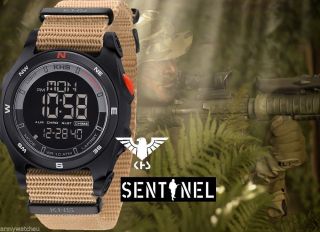 Khs Militäruhr Black Sentinel Digital Chronograph Compass Natoarmband Herrenuhr Bild