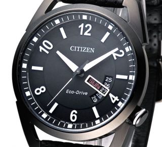 Nagelneu Citizen Eco - Drive All - Black Echtleder - Armbanduhr WunderschÖn,  Elegant Bild