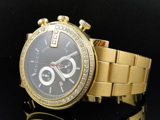 Herren Armbanduhr Gucci Ya101334 3.  25cm 101 G Gold Pvd Echte Diamanten 44m Bild