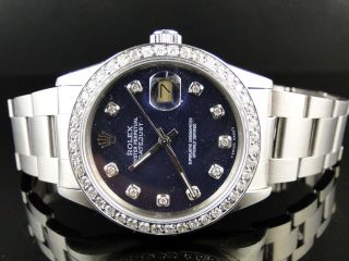 Herren Armbanduhr Rolex Datejust Blau Diamant 2cm Mitte 90er Bild