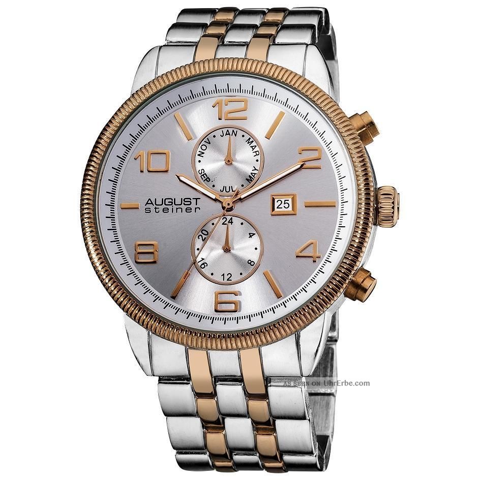 Armbanduhr Herren August Steiner As8069ttr Swiss Quartz Münze Rand Lünette Armbanduhren Bild