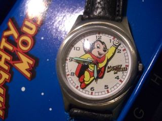 Fossil Uhr Mighty Mouse Mickey Mouse - Serie Mit Mighty Mouse Pin Sehr Selten Bild