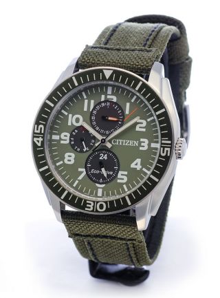 Nagelneu Citizen Ap4011 - 01w Eco - Drive MilitÄr Style WunderschÖne Armbanduhr Bild