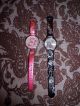 2 Modische Armbanduhren,  Luscious Girls,  Pink,  Schwarz,  Glitzersteinchen,  Ov Armbanduhren Bild 1