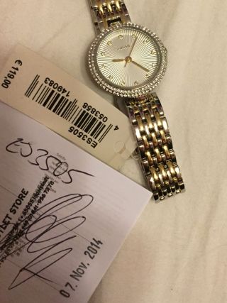 Fossil Damen Uhr Es 3505 Silber Gold Armband Steinchen Zifferblatt Geschenk Bild