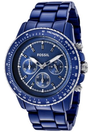 Fossil Damenuhr / Damen Uhr Chronograph Tachymeter Aluminium Blau Ch2710 Bild