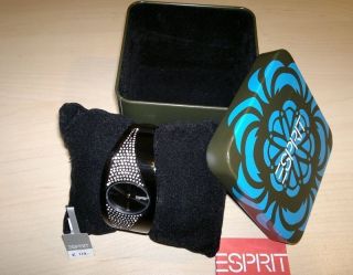 Weihnachten Schöne Desinger Uhr Esprit Edelstahl Black Mit Kristallen Np 119€ Bild