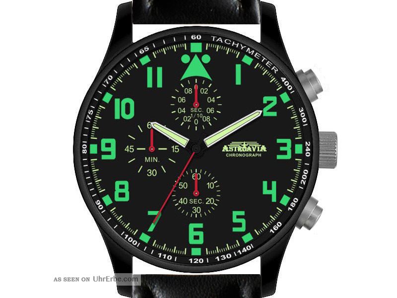 N4bl,  42mm,  Astroavia,  Chronograph,  Flieger Uhr,  Pilot,  Military,  Black Armbanduhren Bild