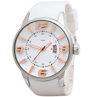 Jobo Damen Unisex Quarz Armbanduhr Silikonband Weiss Mineralglas Bild