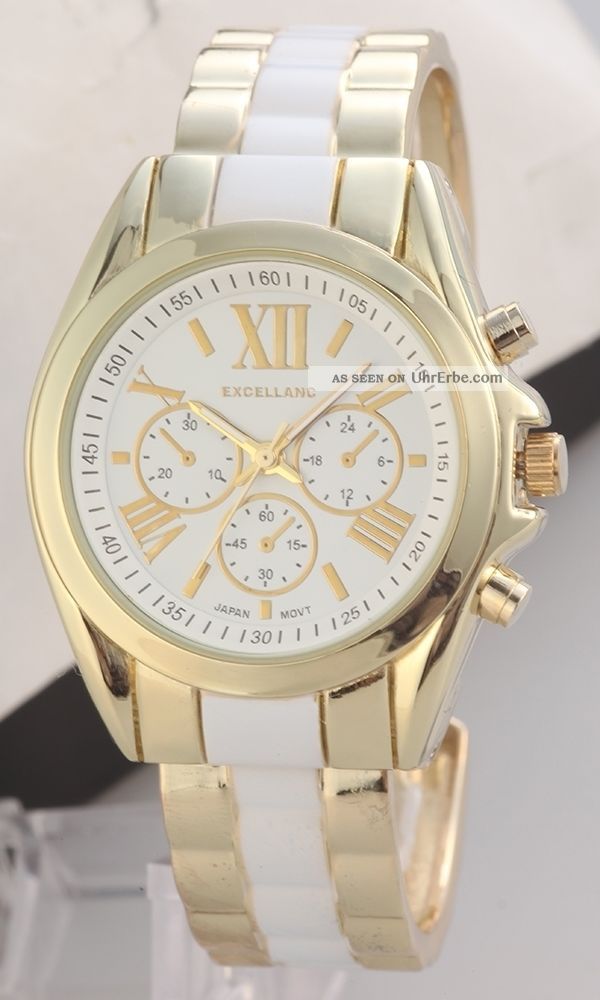 Excellanc Damenuhr Spangenuhr Weiß Gold Se533 Armbanduhren Bild