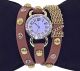Vintage Armbanduhr Damenuhr Leder Nieten Bracelet Retro Strass Kette Punk Uhr Armbanduhren Bild 3