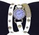 Vintage Armbanduhr Damenuhr Leder Nieten Bracelet Retro Strass Kette Punk Uhr Armbanduhren Bild 4