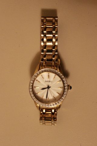 Damen - Armbanduhr Seiko Premier Srz 386p1,  Edelstahl Vergoldet,  M.  Kristallen Bild