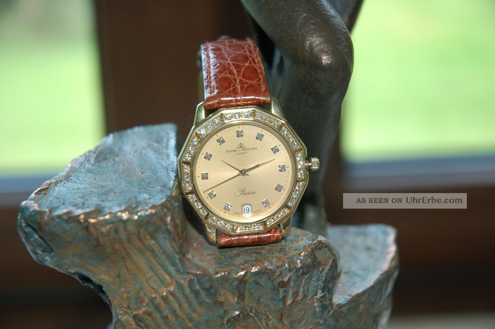Baume Et Mercier Riviera 18kt 750 Gold Golduhr Luxus Uhr Brillantlünette, . Armbanduhren Bild
