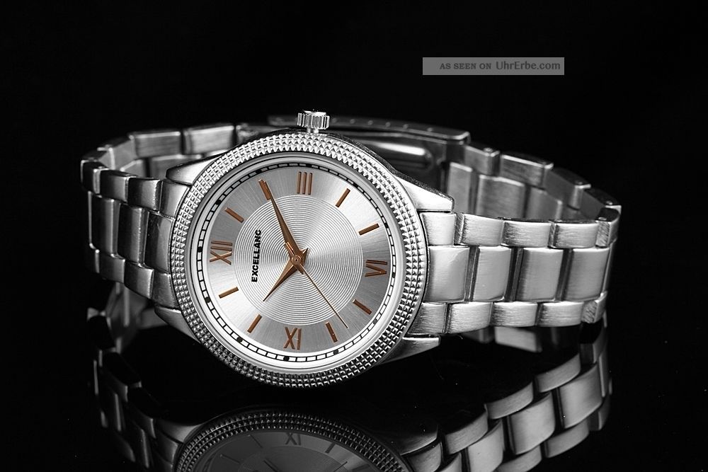 Excellanc Quartz Silber Farbene Analog Armbanduhr Damenuhr Mit Faltschließe Armbanduhren Bild